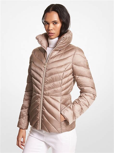 michael michael kors packable hooded puffer jacket|Michael Kors packable nylon anorak.